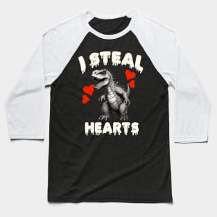 Kids I Steal Hearts Dino Baby Boy Valentines Day Baseball T-Shirt